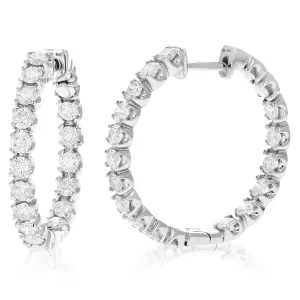 2.50 cttw Diamond Inside Out Hoop Earrings in 14K Gold