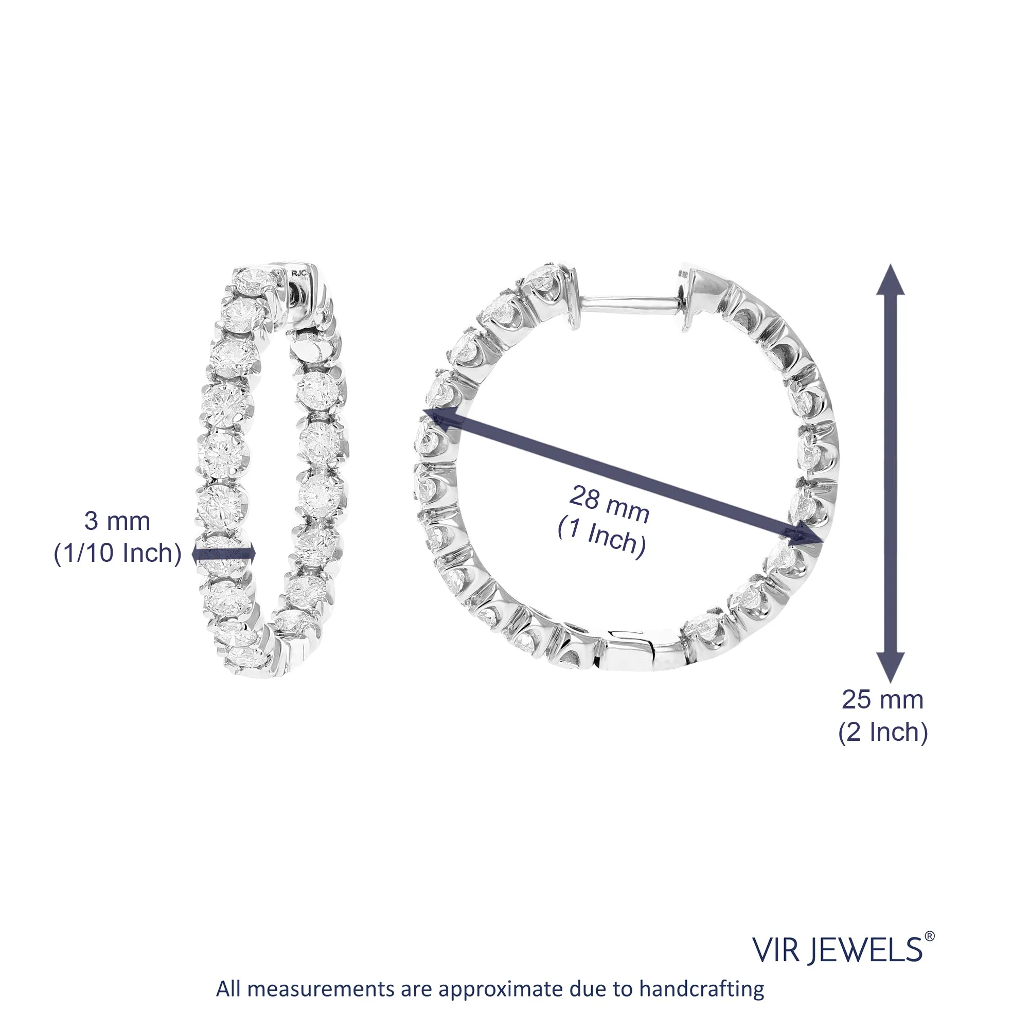 2.50 cttw Diamond Inside Out Hoop Earrings in 14K Gold