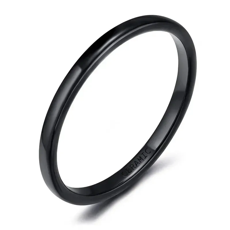 2mm High Polished Ceramic Rings for Women