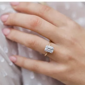 3.00ct Emerald cut Moissanite engagement ring vintage white gold Diamond Cluster engagement ring Wedding Anniversary ring