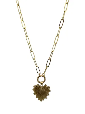 30" Long Paperclip Necklace with Heart Charm