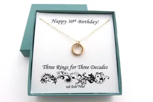 30th Birthday Gift for Her | Gold Birthday Ring Necklace | 30th Birthday