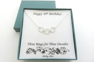 30th Birthday Gift | Three Rings Necklace | 30th Birthday Gift for Her
