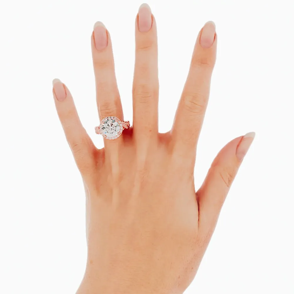 3.3 Carat Round Cut Moissanite Engagement Ring 14k Rose Gold