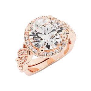 3.3 Carat Round Cut Moissanite Engagement Ring 14k Rose Gold