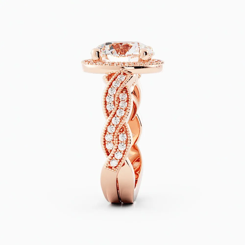 3.3 Carat Round Cut Moissanite Engagement Ring 14k Rose Gold
