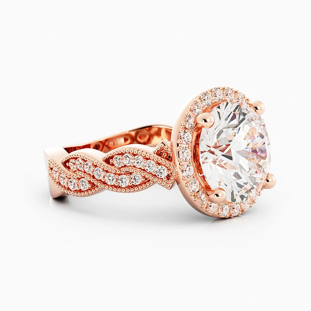 3.3 Carat Round Cut Moissanite Engagement Ring 14k Rose Gold
