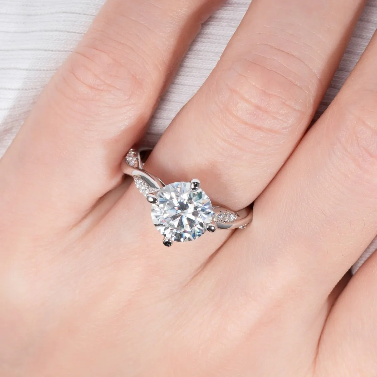 3ct Round Cut Diamond Twist Band Engagement Ring