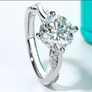 3ct Round Cut Diamond Twist Band Engagement Ring