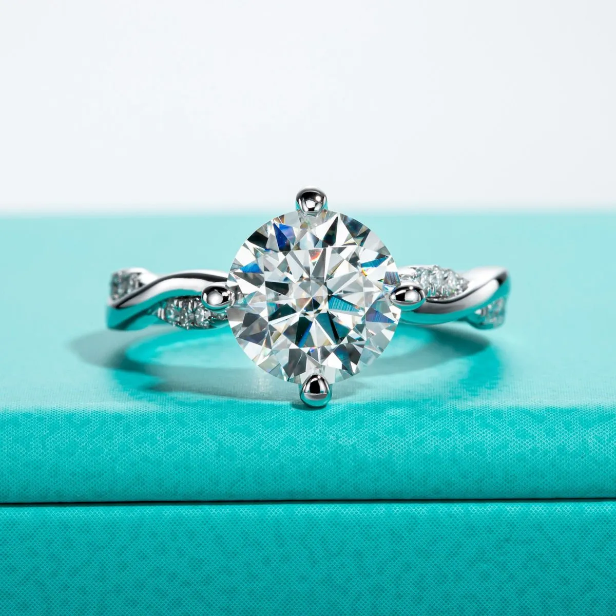3ct Round Cut Diamond Twist Band Engagement Ring