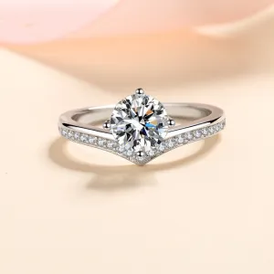 4-prongs Solitaire Wave Shape Moissanite Diamond Ring - RM036