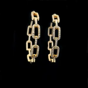 40mm Icy Gold Plated Chain Hoops