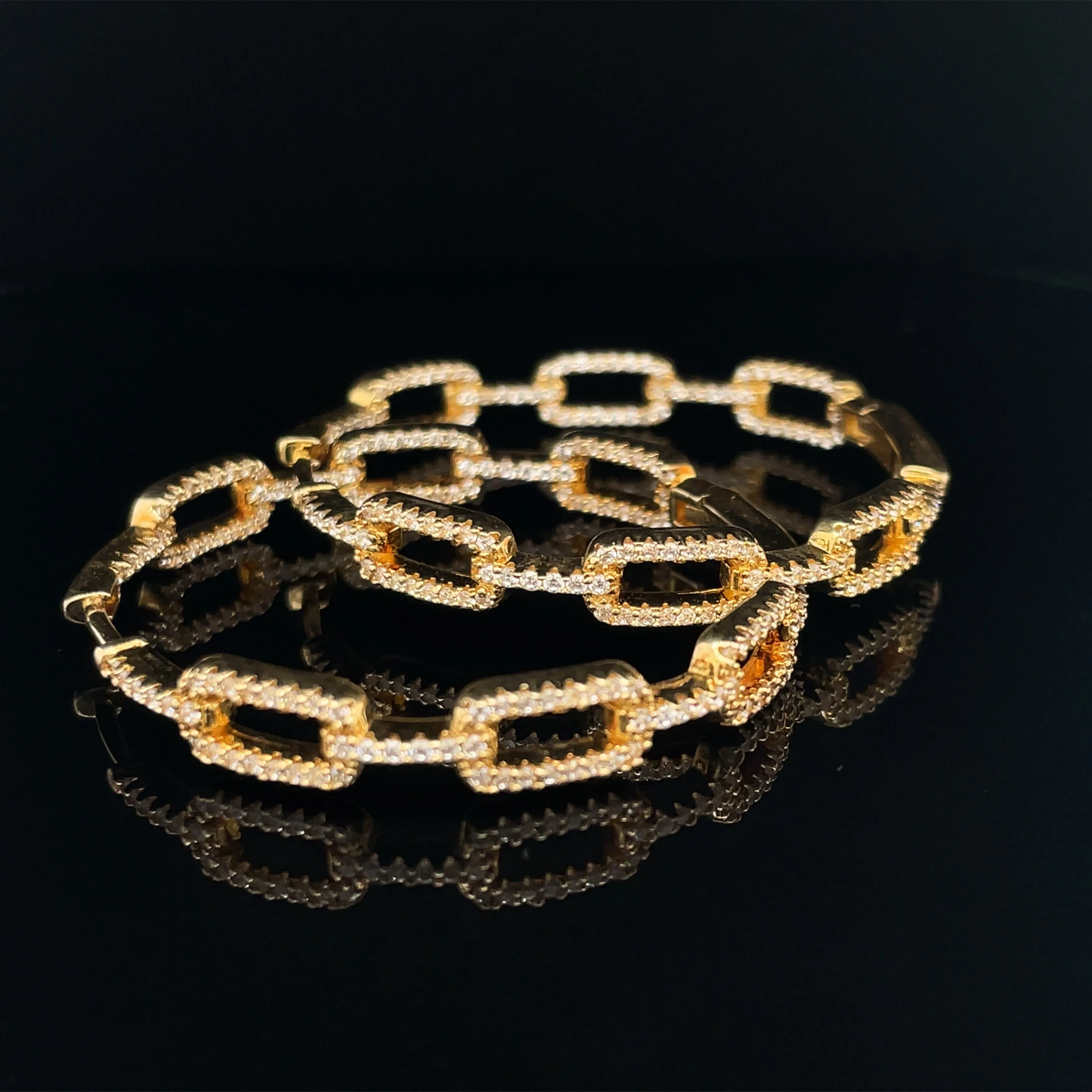 40mm Icy Gold Plated Chain Hoops
