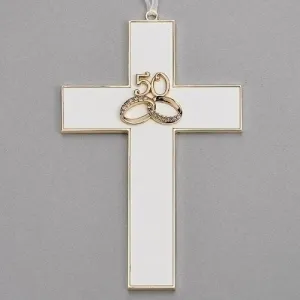 50 Anniversary 2 Rings Wall Cross 7 1/4"