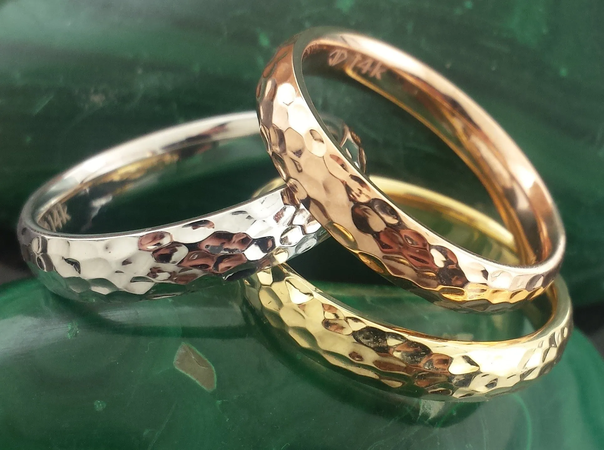 5MM Hammered Finish Design Ring Bands