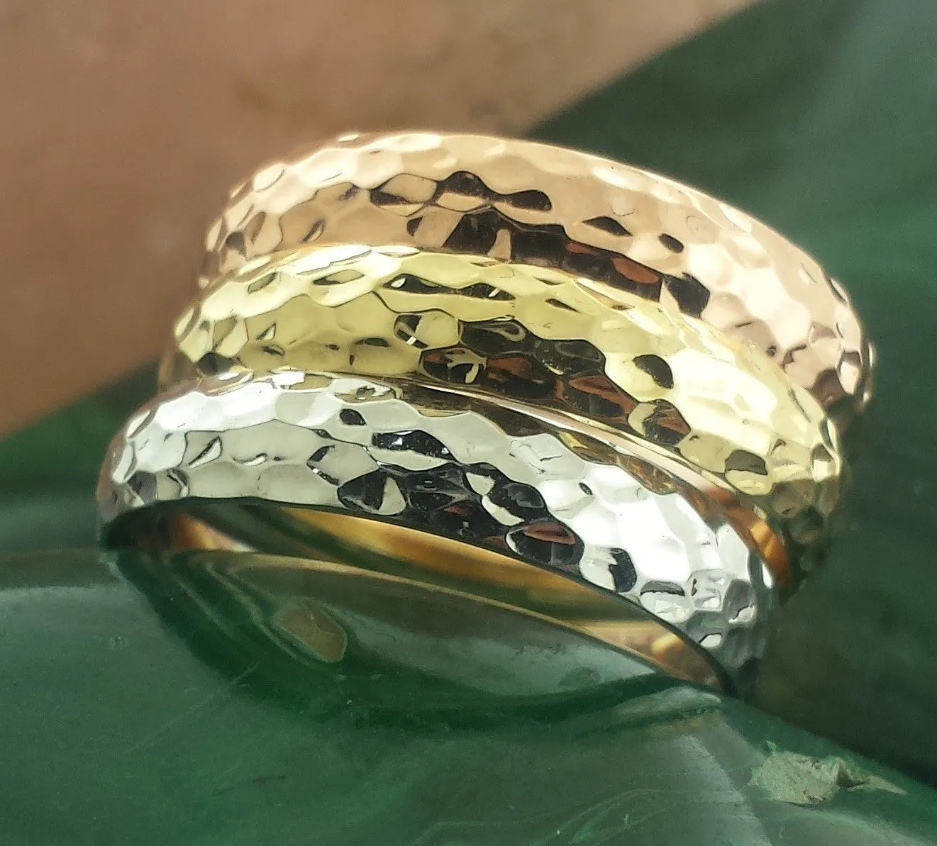 5MM Hammered Finish Design Ring Bands