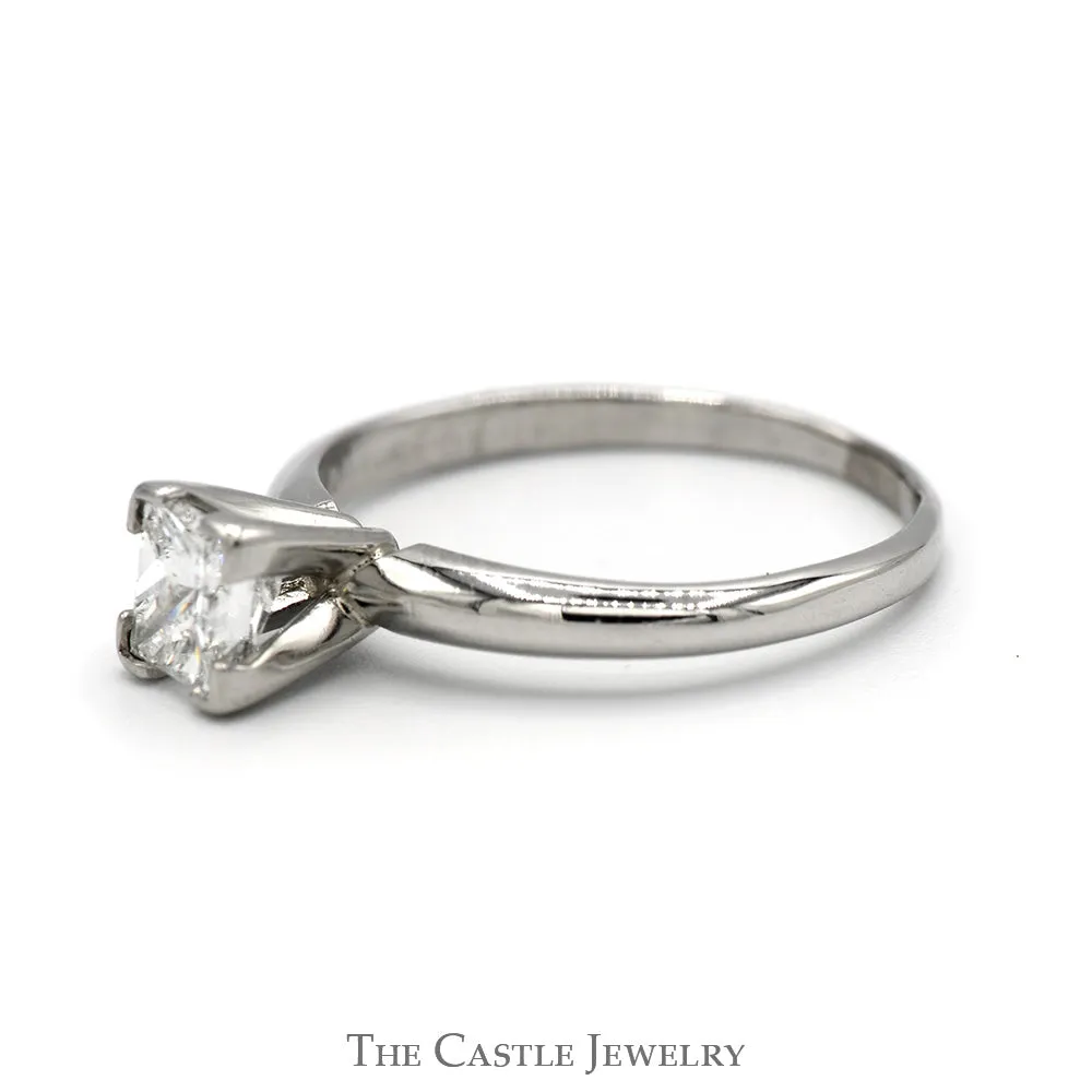 .65ct Princess Cut Diamond Solitaire Engagement Ring in 4 Prong Platinum Setting