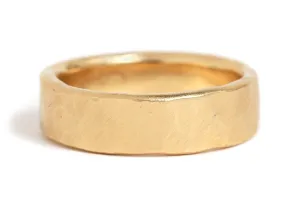6mm Solid Hammered Band - 18k Yellow Gold