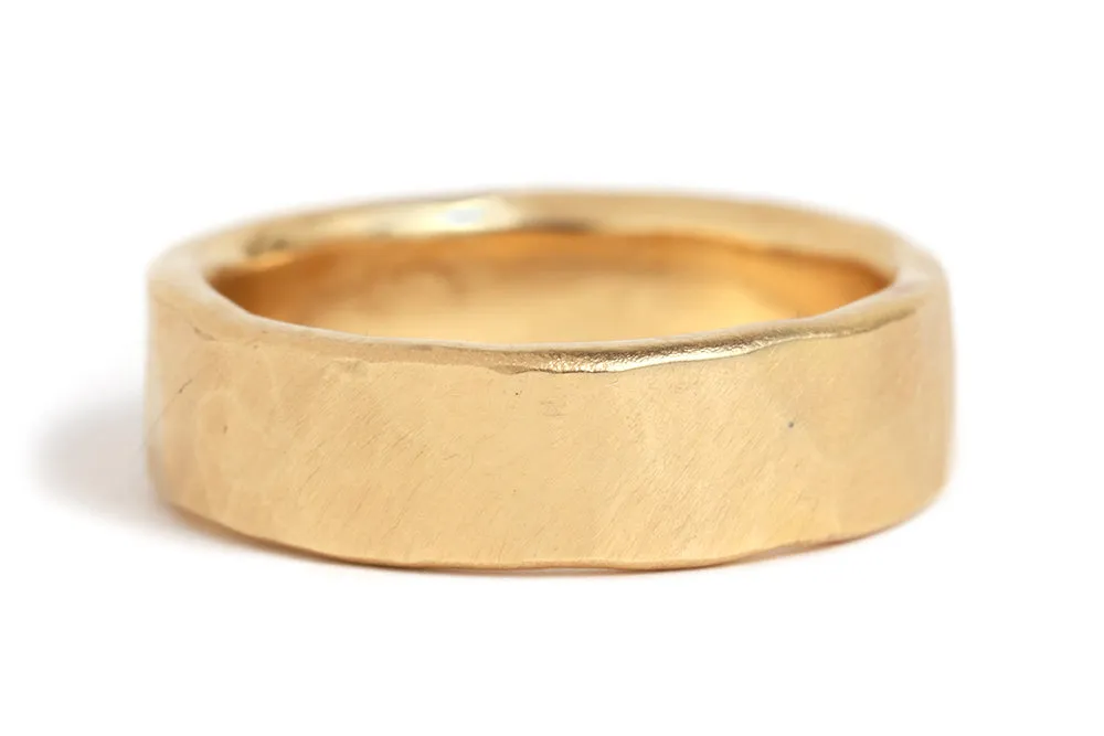 6mm Solid Hammered Band - 18k Yellow Gold