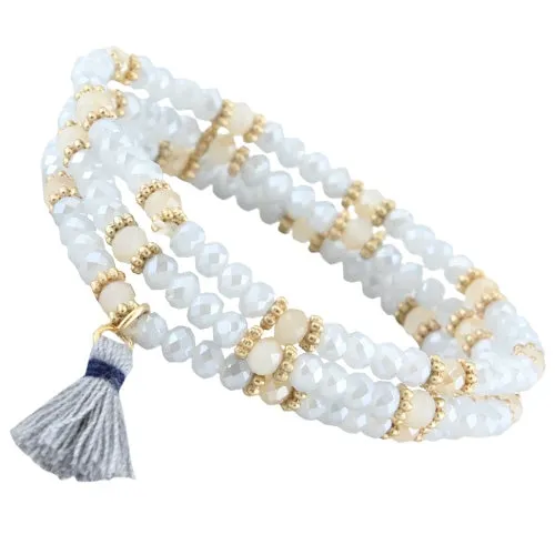 74522 - Crystal Tassel Bracelet - Light Grey