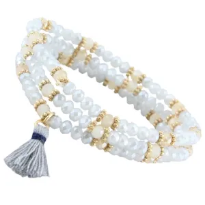 74522 - Crystal Tassel Bracelet - Light Grey