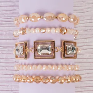 74773 - Stacked Crystal Bracelets - White