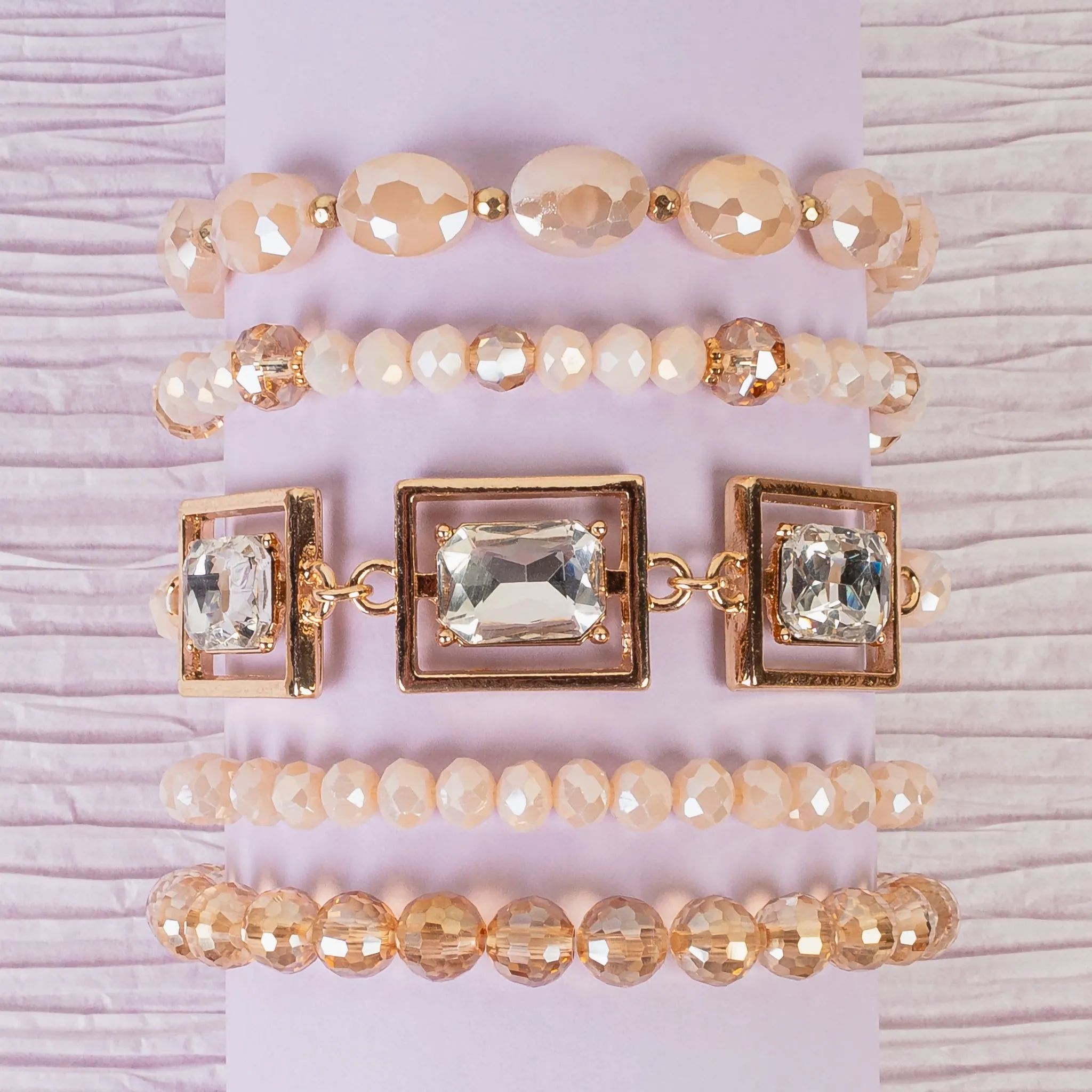 74773 - Stacked Crystal Bracelets - White