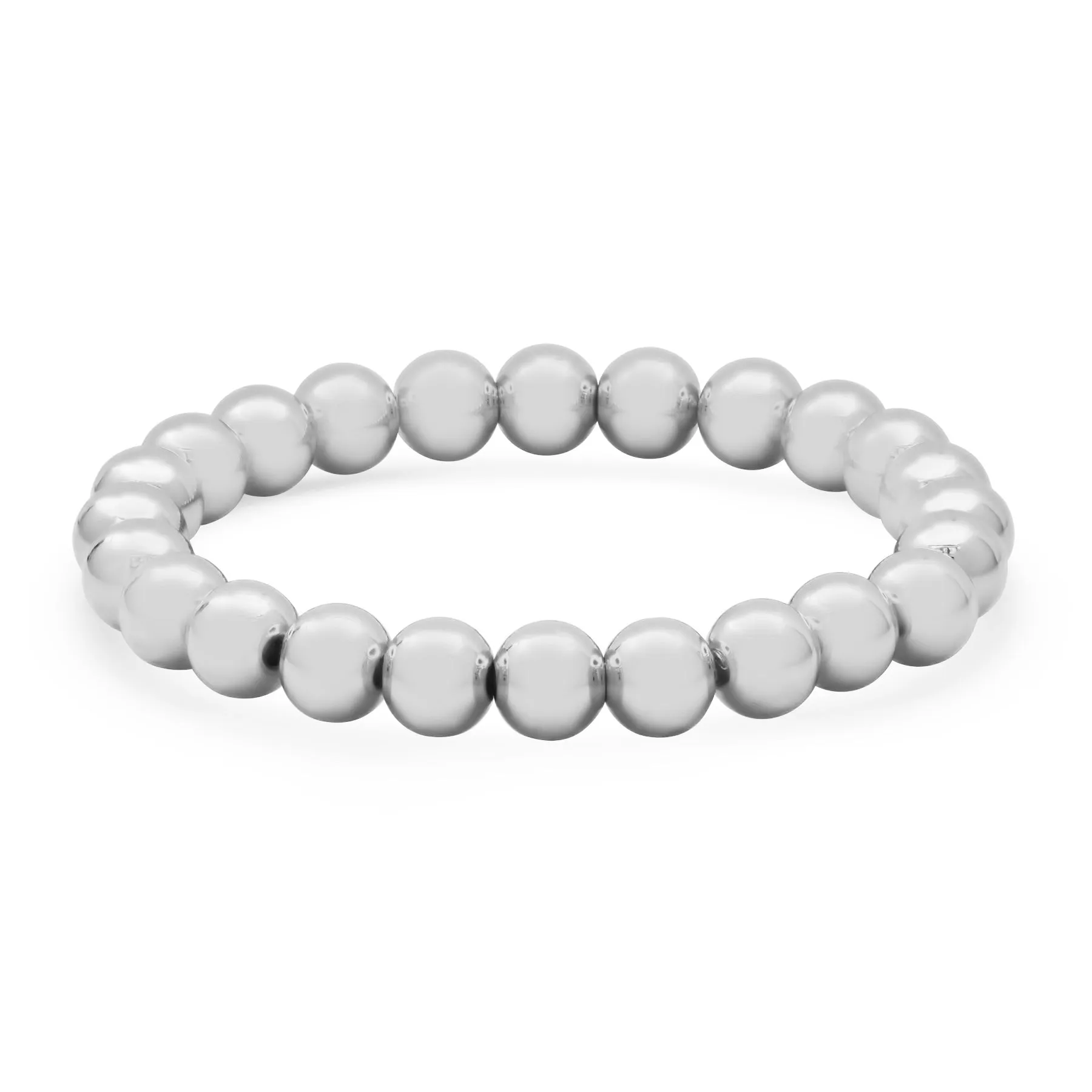 8 MM STRETCH BRACELET, SILVER