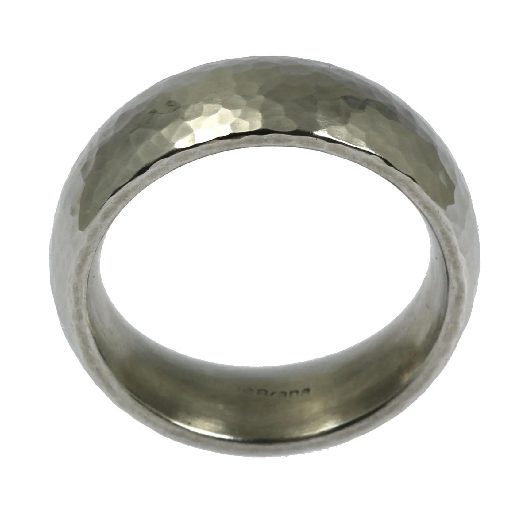 8mm Hammered Domed Stainless Steel Men's Ring