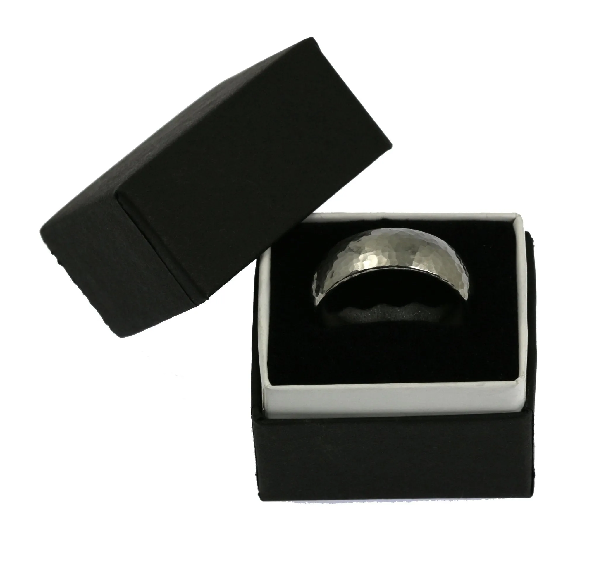 8mm Hammered Domed Stainless Steel Men's Ring
