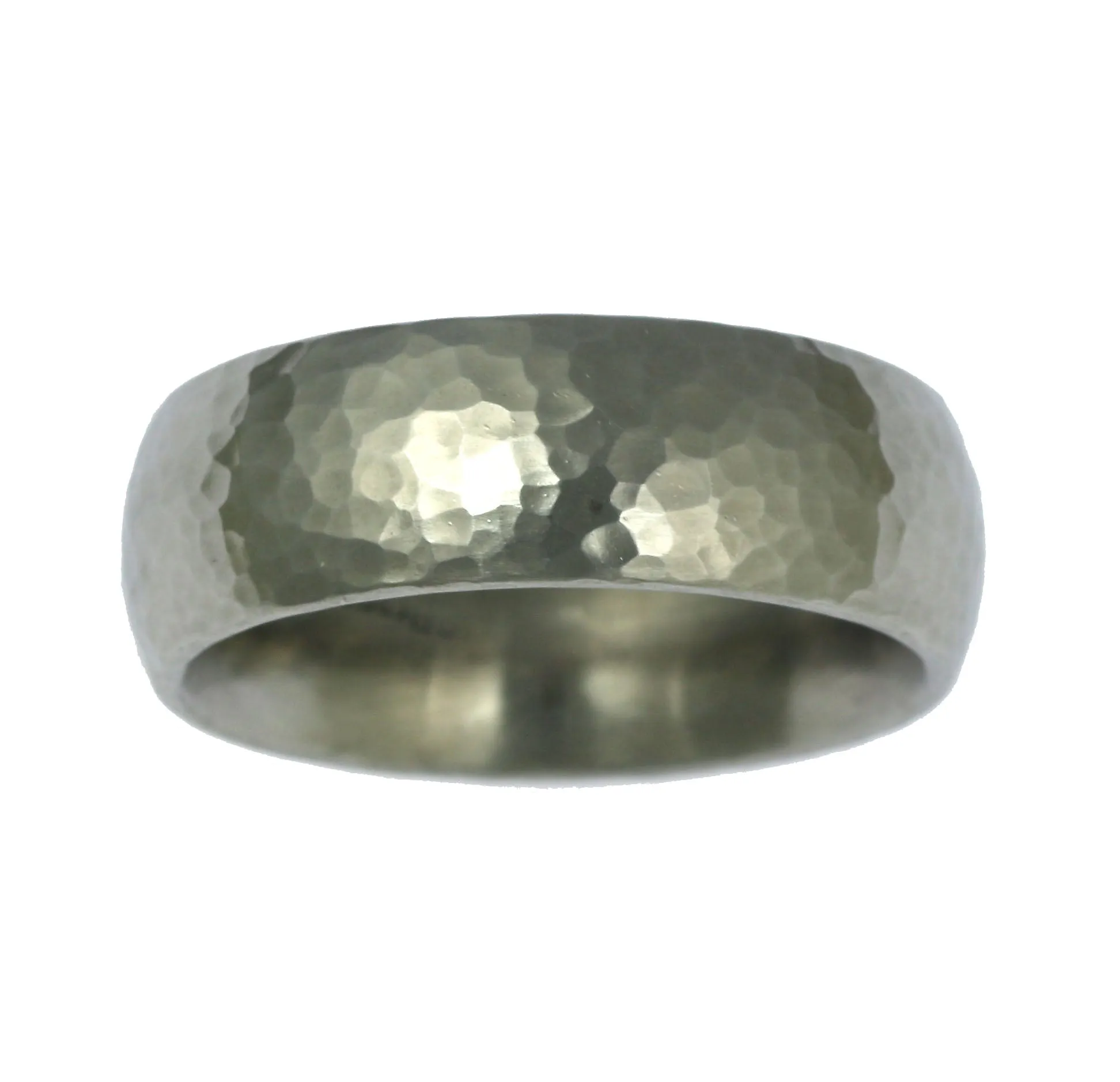 8mm Hammered Domed Stainless Steel Men's Ring