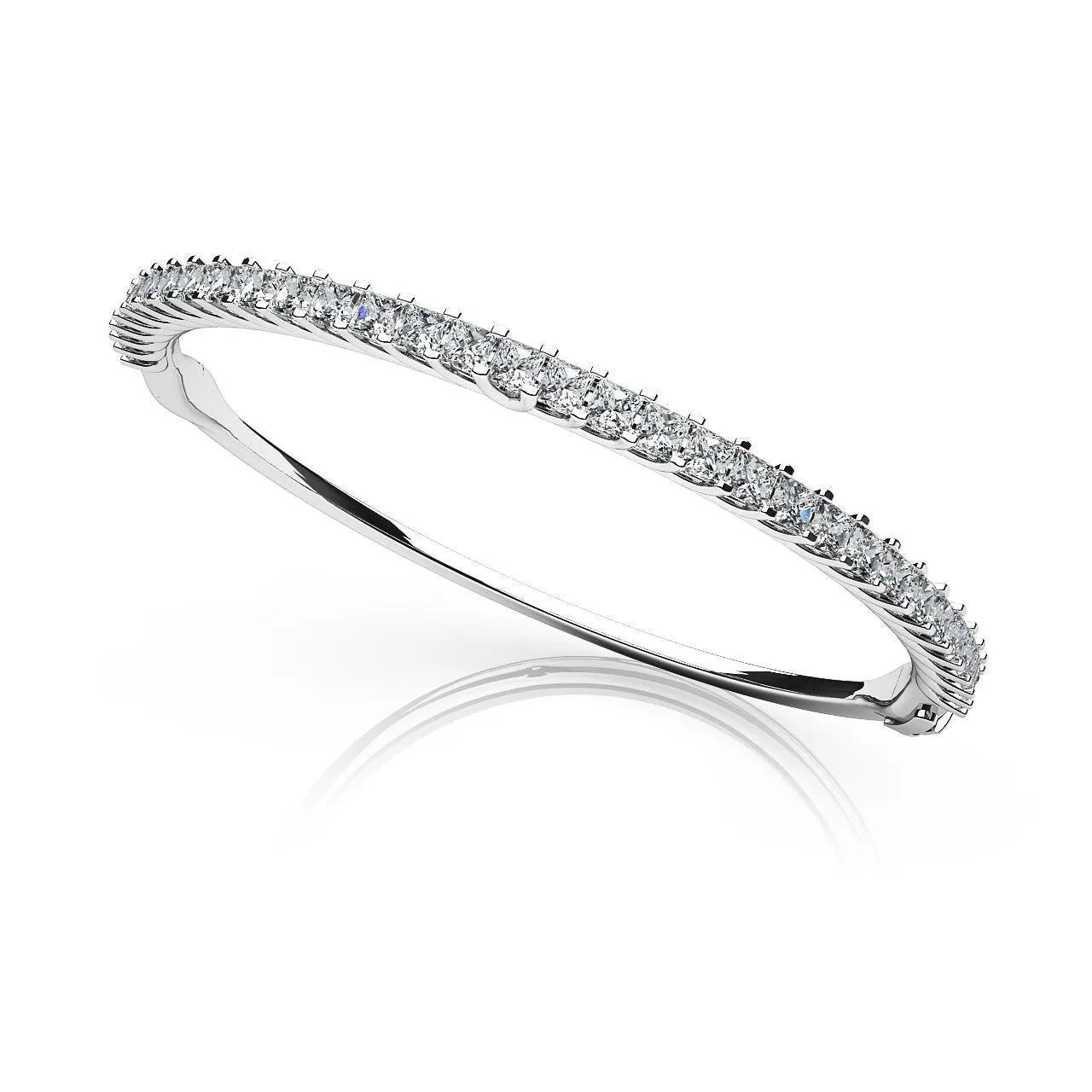 9 Ct Princess Cut Lab Grown Diamonds Bangle Solid White Gold