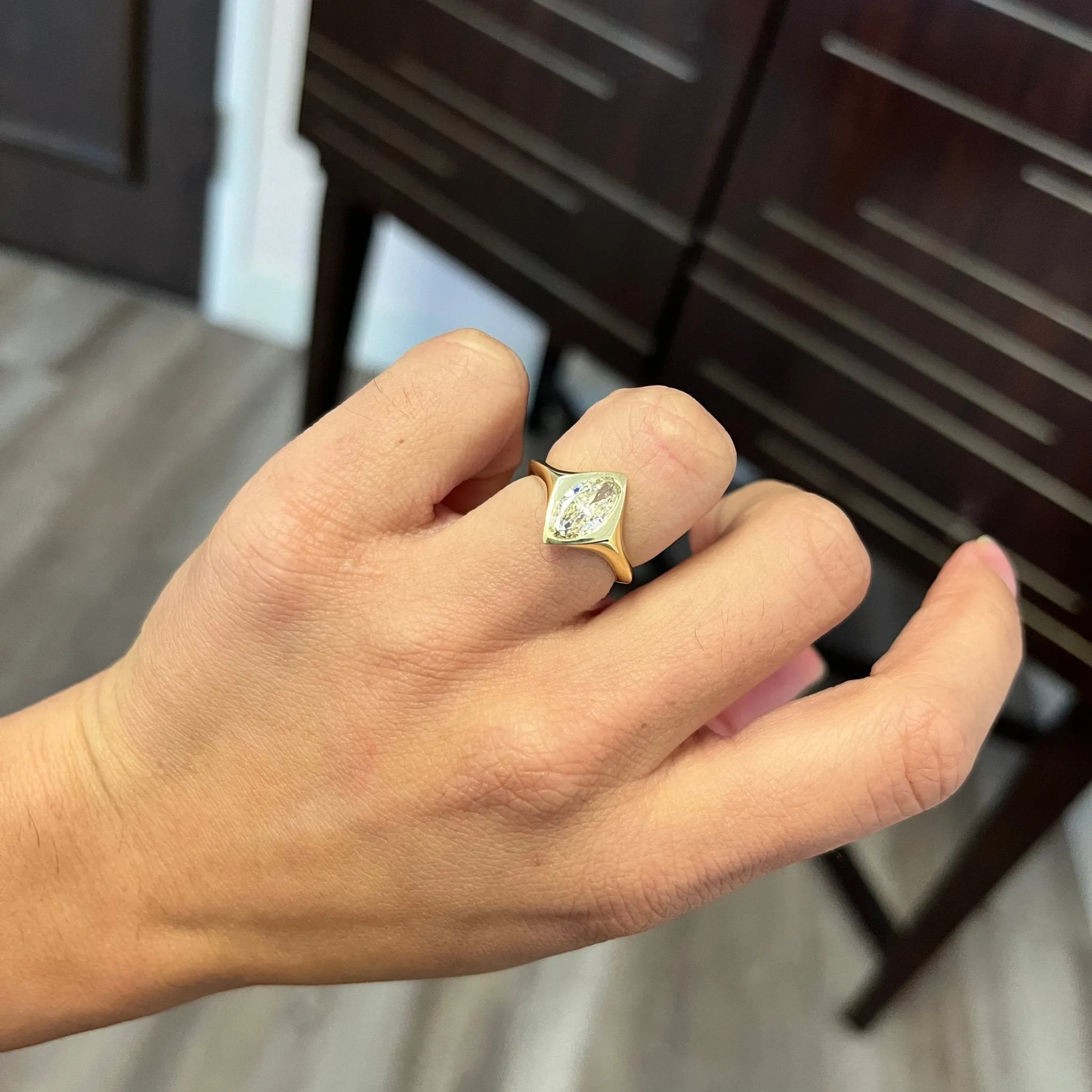 .92ct Marquise Cut Diamond Bezel Ring, GIA S-T SI1