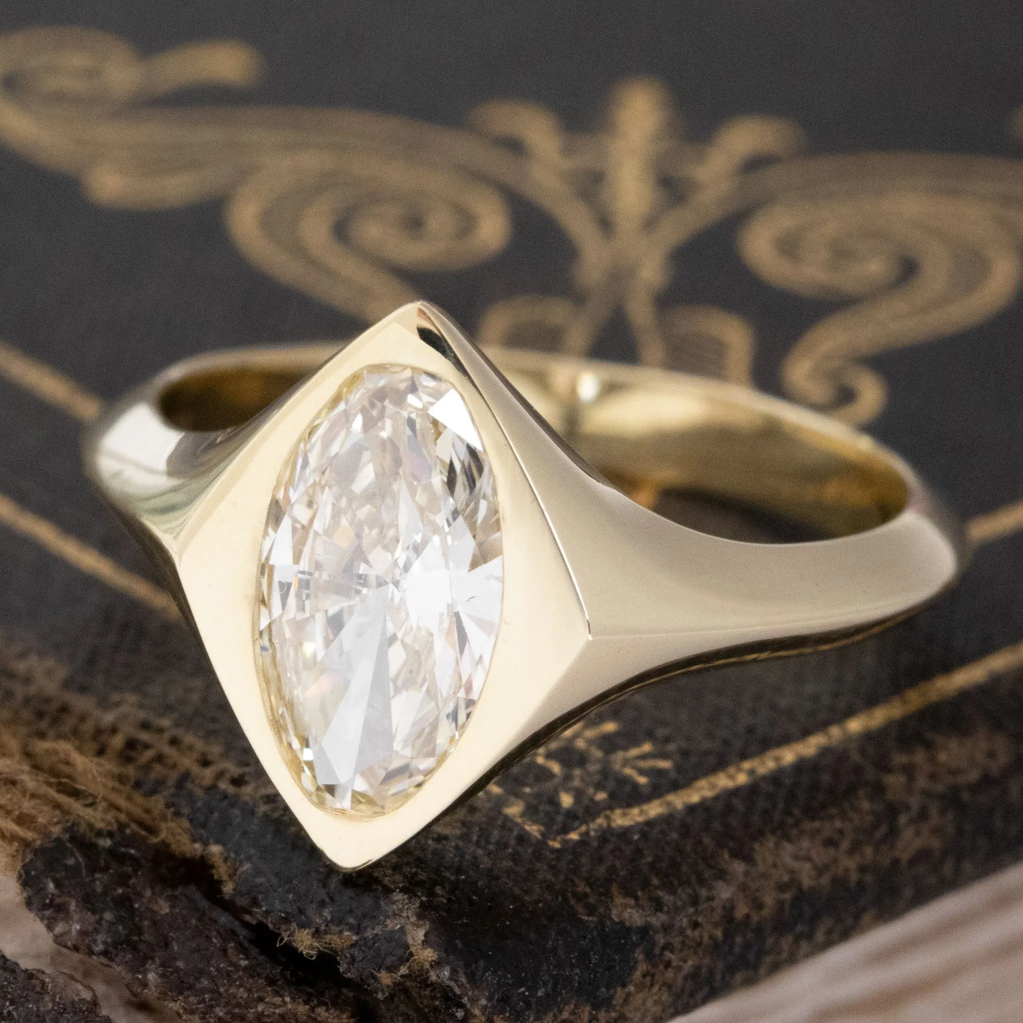 .92ct Marquise Cut Diamond Bezel Ring, GIA S-T SI1