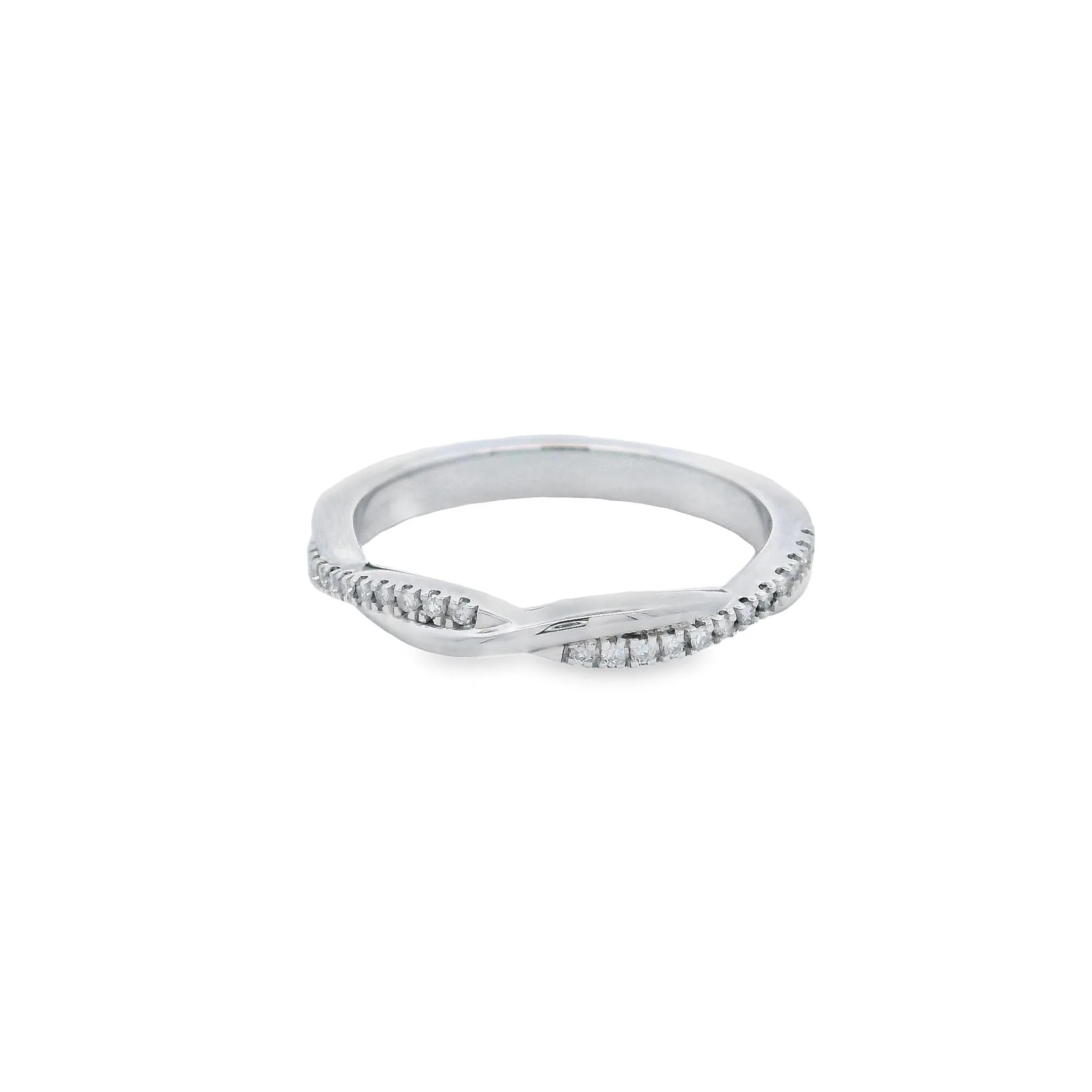 9ct White Gold Lab Grown DIamond Twist Band TDW= 0.11ct R-00339