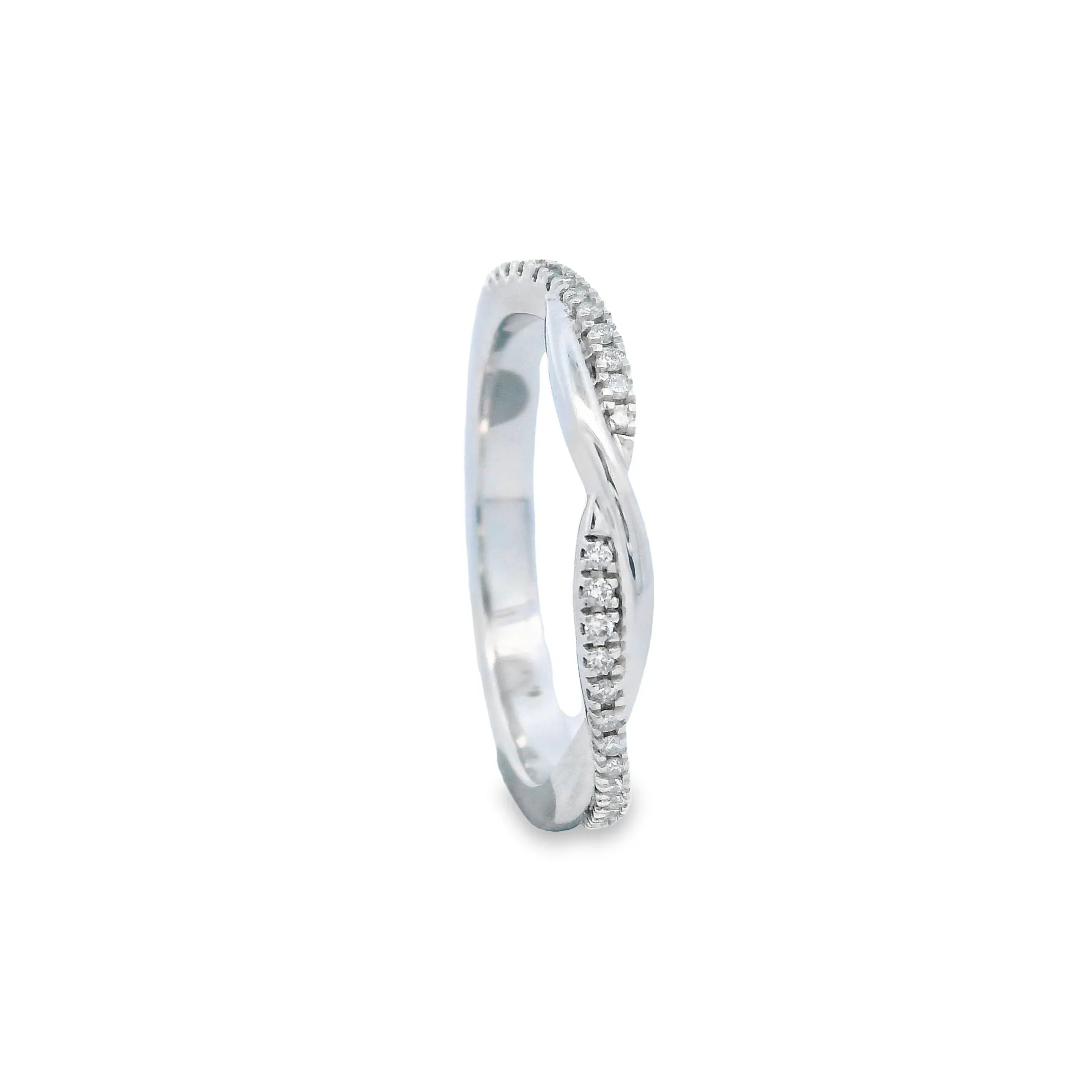 9ct White Gold Lab Grown DIamond Twist Band TDW= 0.11ct R-00339