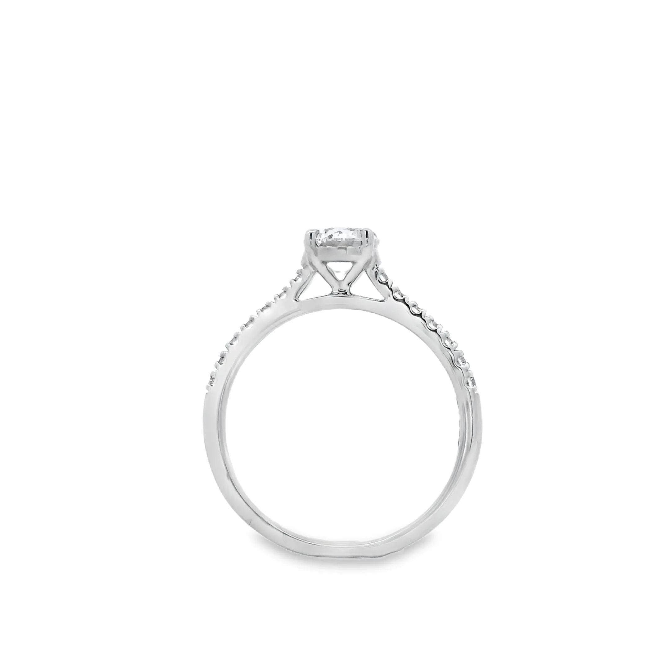 9ct White Gold Round Brilliant Lab Grown Diamond Engagement Ring with Shoulder Stones TDW= 0.92ct