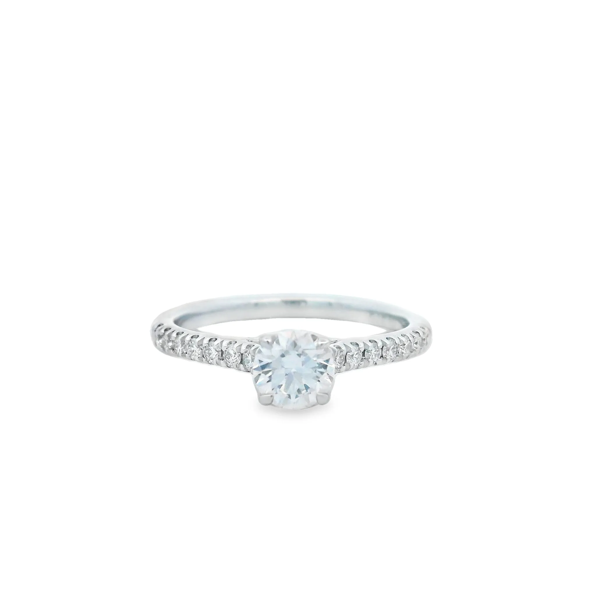 9ct White Gold Round Brilliant Lab Grown Diamond Engagement Ring with Shoulder Stones TDW= 0.92ct