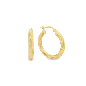 9ct Yellow Gold 15mm Round Twisted Hoops GEAR368