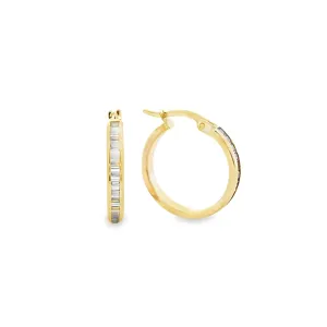 9ct Yellow Gold Hoop Earrings with Channel Set Cubic Zirconias GEAR348