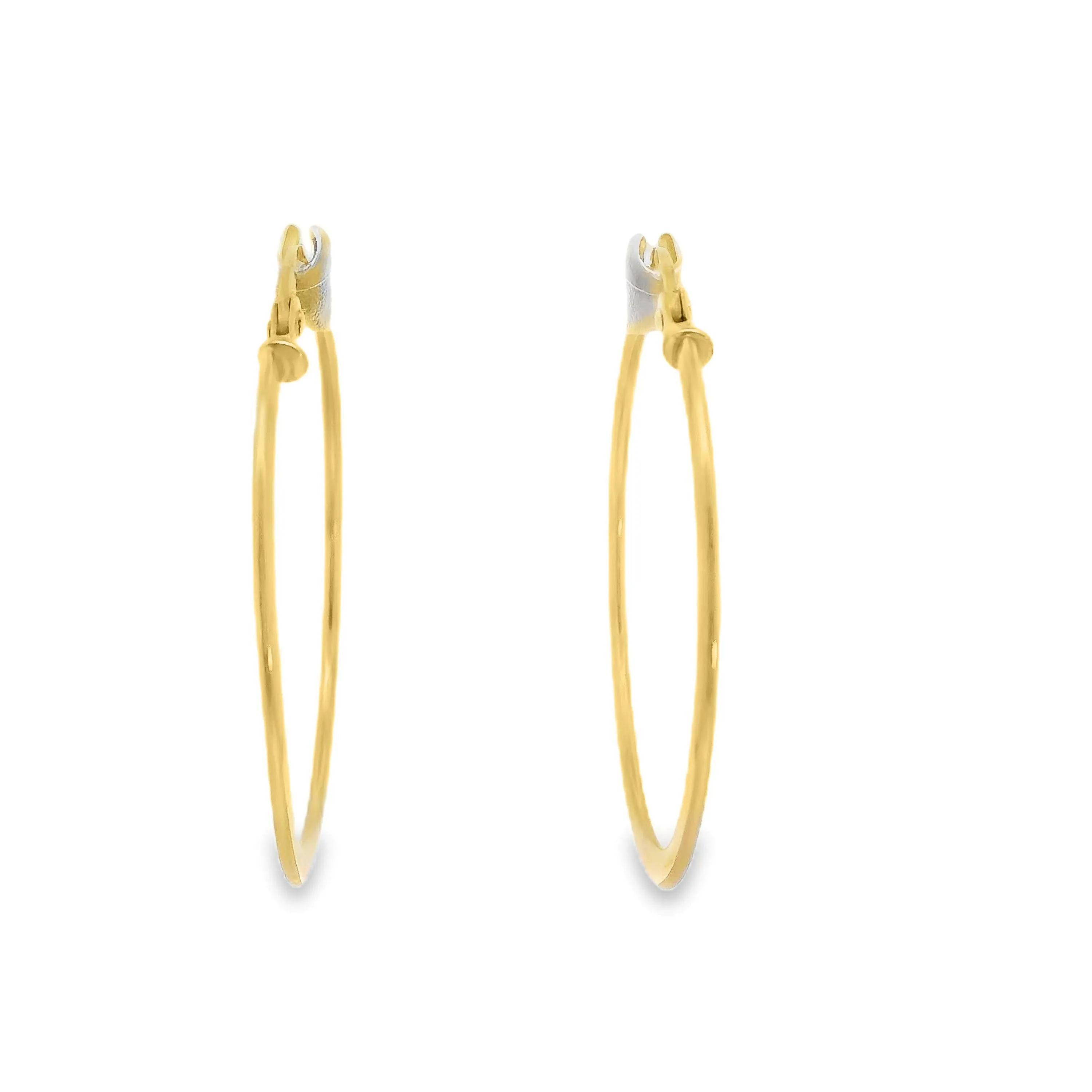 9ct Yellow Gold Italian Fine Hoop Earrings 25mm