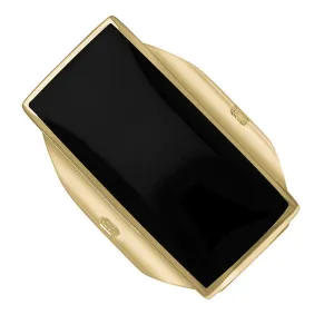 9ct Yellow Gold Whitby Jet Queen's Jubilee Hallmark Large Oblong Ring D