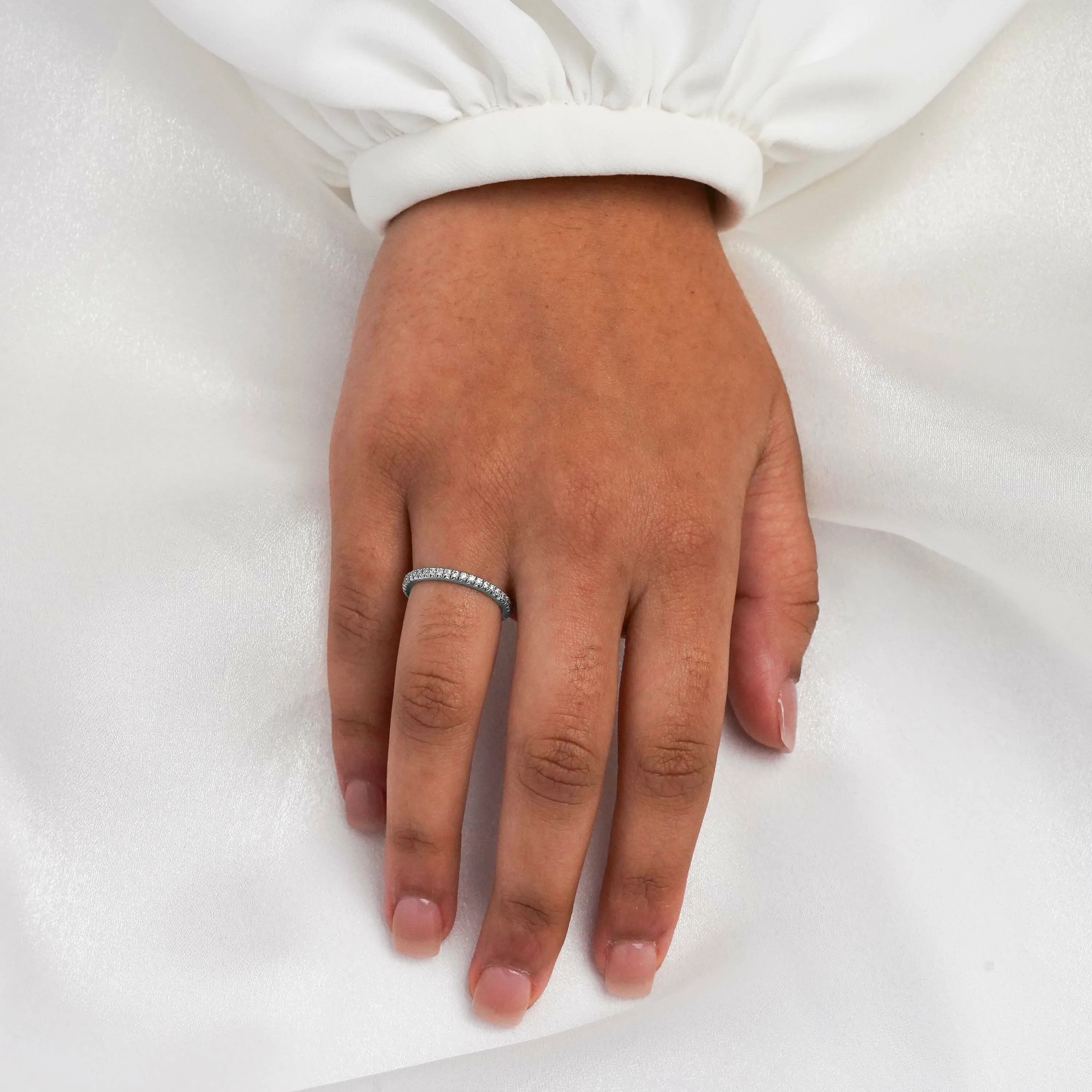 ADRIANA | French Pavé Diamond Ring in White Gold (0.19ct tw.)
