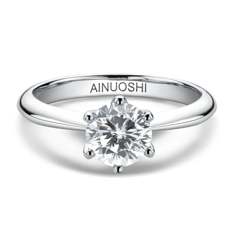 Ainuoshi Round Cut Moissanite Ring