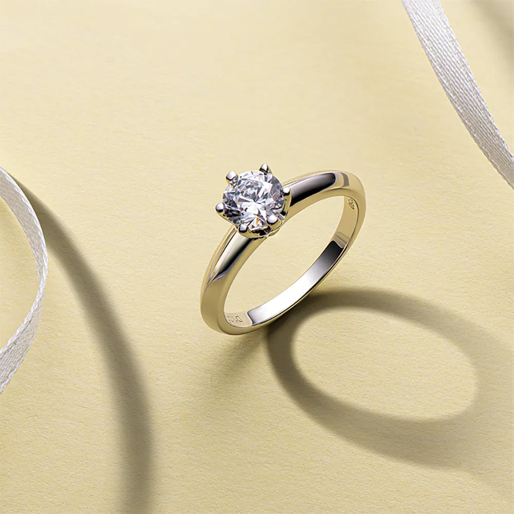 Ainuoshi Round Cut Moissanite Ring