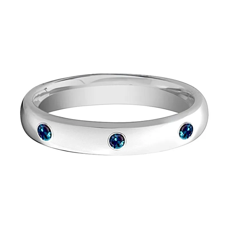 ALEX | Womens Tungsten Ring, 3 Alexandrite Stones, Domed