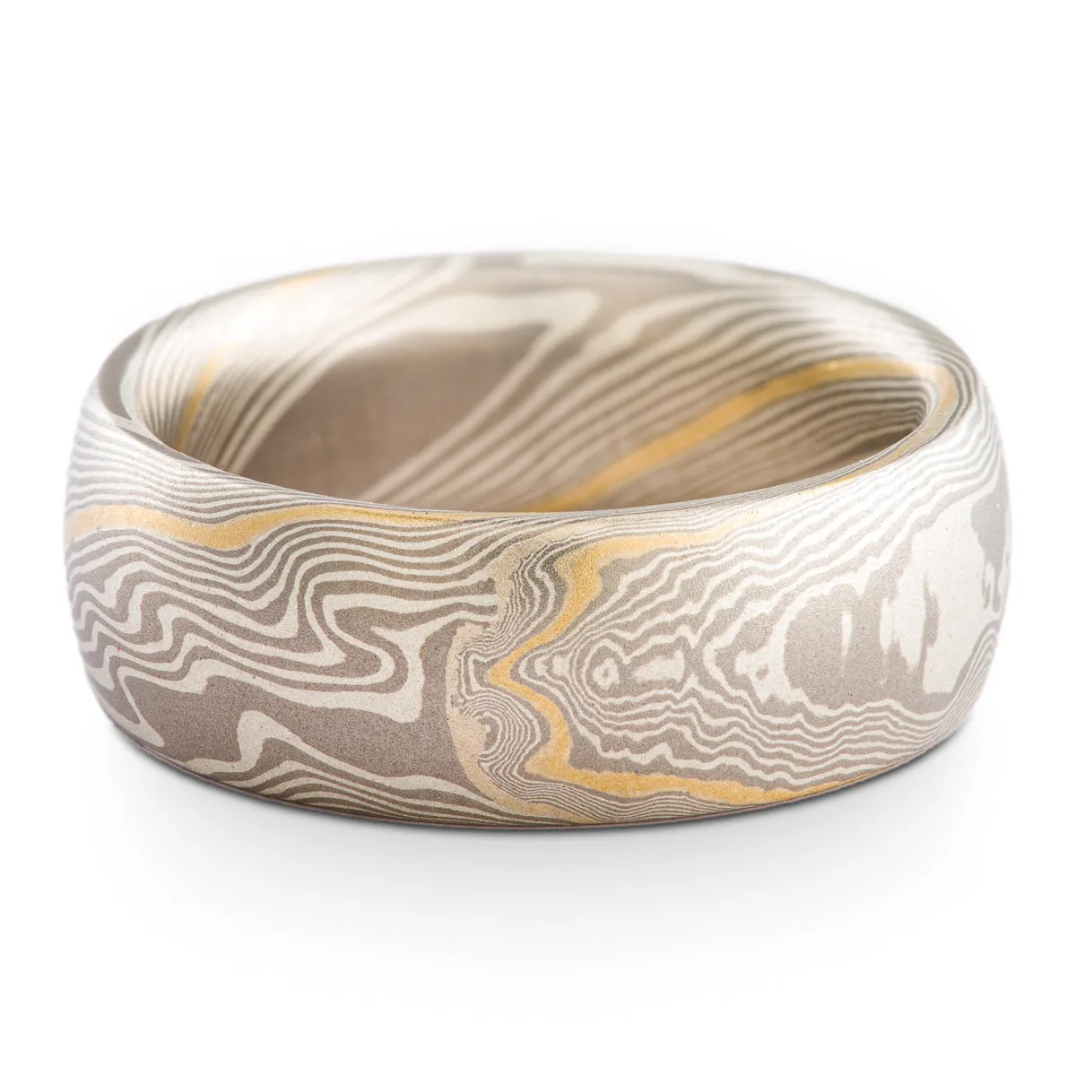 Alpine Mokume Gane Ring Set in Twist Pattern and Smoke Palette
