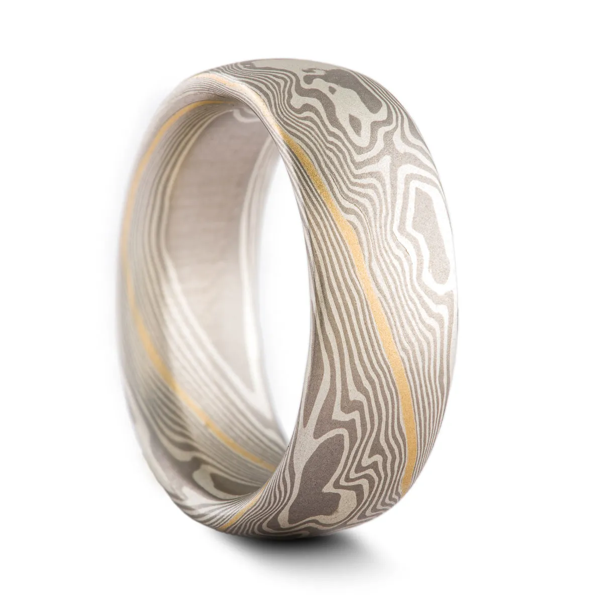 Alpine Mokume Gane Ring Set in Twist Pattern and Smoke Palette