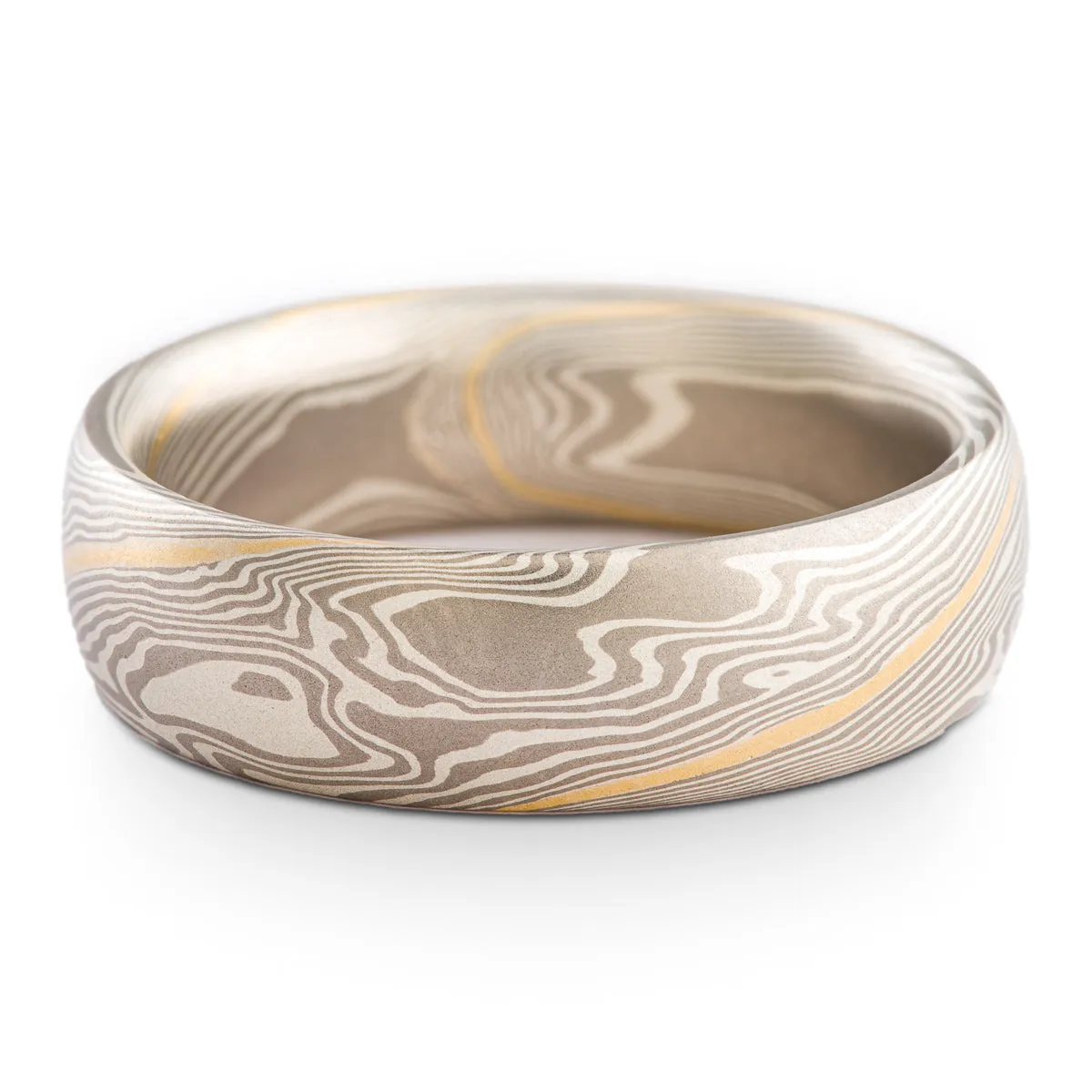 Alpine Mokume Gane Ring Set in Twist Pattern and Smoke Palette