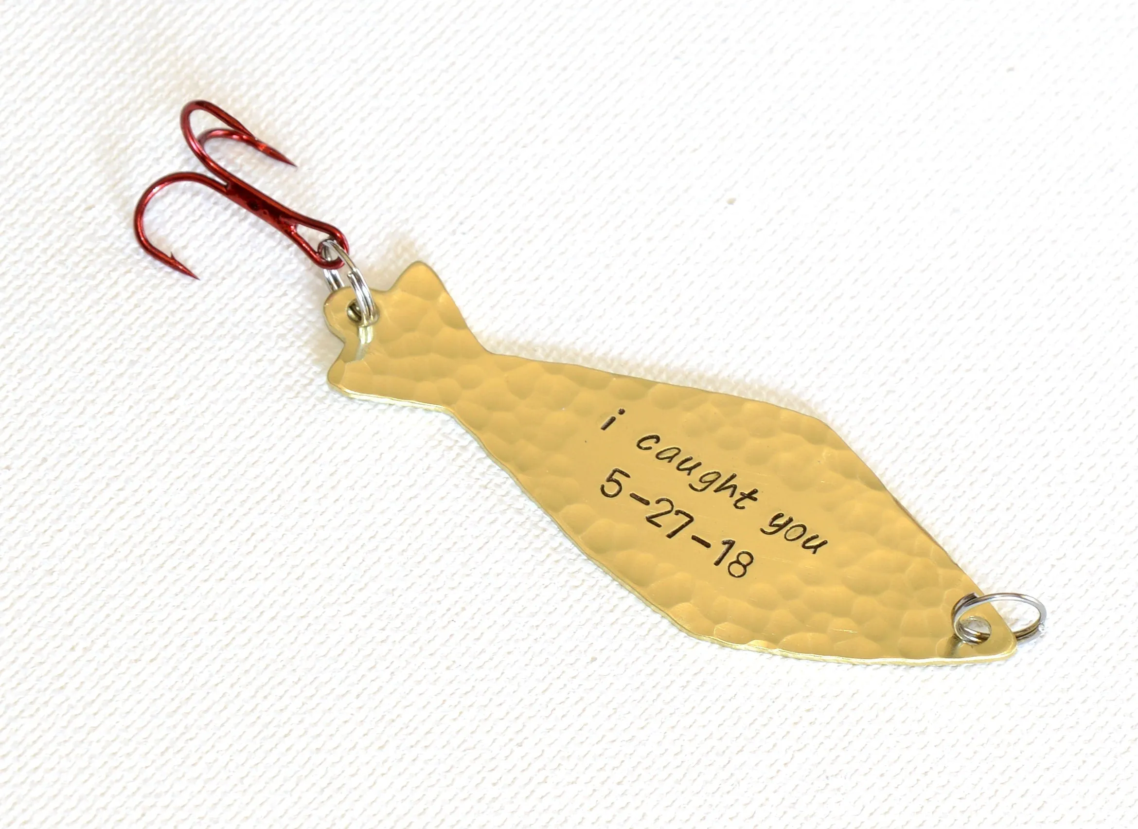 Anniversary Brass Fishing Lure with "I Caught You"